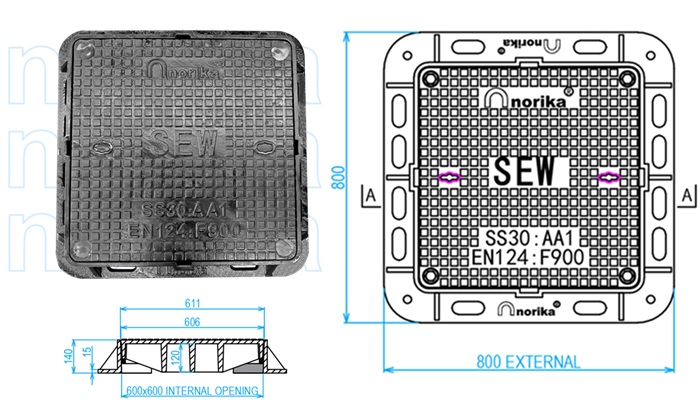 Ductile Iron Heavy Duty Manhole Cover & Frame (AA1 Grade)